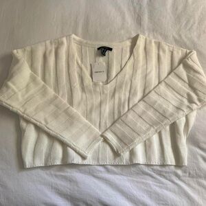 Forever 21 Cream V-Neck Sweater